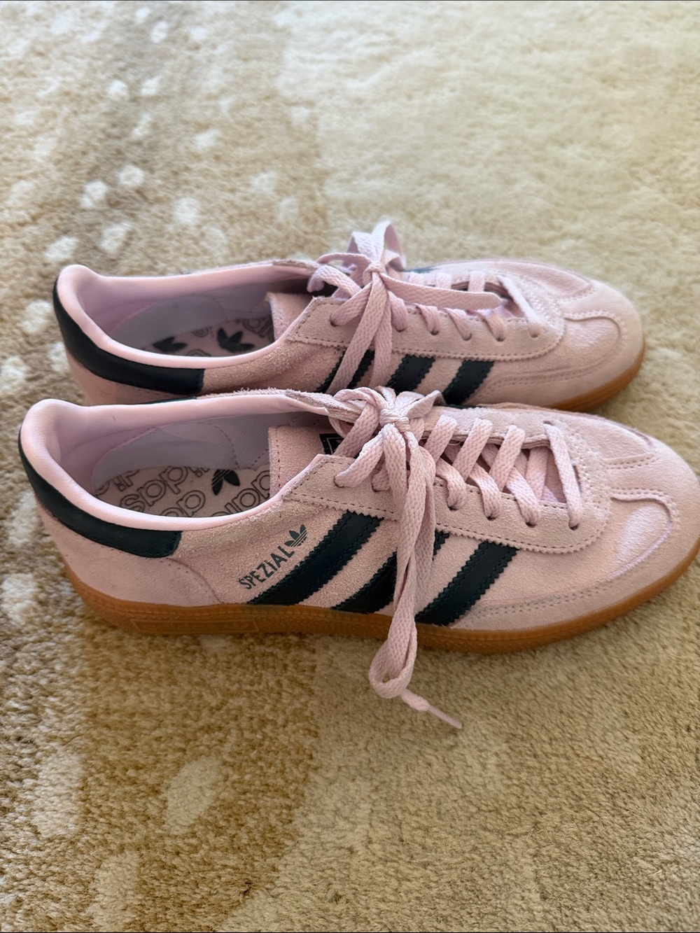 adidas Spezial Women’s Pink Suede Sneakers with Black Stripes - Picture 2 of 5